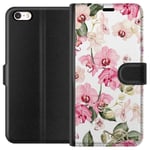 Apple iPhone 5s Sort Lommebokdeksel Rosa blommor