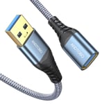 Cable De Rallonge Usb 1M, Usb 3.0 Male Vers Femelle Rallonge Cable Transfert De Données À Grande Vitesse 5Gbps Pour Console De Jeu, Imprimante, Webcam, Clavier Usb, Lecteur Flash, Disque Dur[X2351]