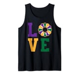 Word L O V E Love King Cake Mardi Gras Purple Green Gold Tank Top