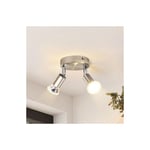 Gbly - plafonnier led, 2 spots pivotants, Spot de plafond Orientable 350° Rond, GU10, éclairage plafond chambre, salon salle à manger cuisine, Silber