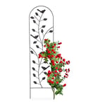 Relaxdays Treillis de Jardin, métal, Design Floral, à Planter, tuteur Plantes grimpantes, Arceau, HxL: 120x30,5 cm, Noir