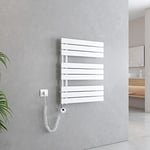 EMKE Sèche-Serviettes Électrique avec élément Chauffant Thermostat, Sèche-Serviettes électrique Panneau avec Baguette chauffante avec minuterie, Blanc 762x600mm 400W