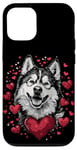 Coque pour iPhone 12/12 Pro Coeurs de chien Alaskan Malamute pour la Saint-Valentin