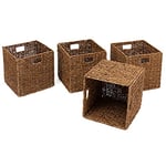 Trademark Innovations Lot de 4 paniers de rangement pliables, 30,5 x 30,5 x 30,5 cm (L x l x H), marron