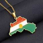 Kurdistan Karta Och Flagga Hängsmycke Halsband För Älskare Män Kvinnor Etniska Smycken Kurdistan Patriotisk Present Gold