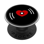 disque vinyle vintage cœur album rouge valentines mignon rétro PopSockets PopGrip Adhésif