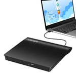 Cocopa Lecteur CD/DVD Externe pour PC, USB 3.0 Graveur Enregistreur Portable RW/ROM Mince Transmission Rapide Câble USB Intégrée Windows/Mac OS Apple/iMac/Macbook/Laptop/Desktops/PC Noi