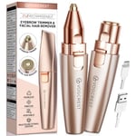 VG VOGCREST Tondeuse pour le visage et les sourcils : rasoir 2 en 1 rechargeable pour épilation du visage et sourcils - Rasoir sans douleur avec lumière LED intégrée (Rose)