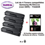 4 Toners génériques Samsung MLT-D111S pour Samsung MFP M2070W M2070W MFP M2078W M2026W imprimante+ 20f A6 brillantes -T3AZUR