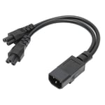 New Splitter Power Plug Cord IEC320 C14 Male To Dual IEC320 C5 Female Power Cord