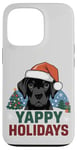 Coque pour iPhone 13 Pro Black Lab Labrador Retriever Yappy Holidays Chien de Noël