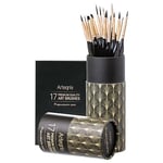 ARTEGRIA Lot de 17 pinceaux de Peinture Miniatures avec Pointes Fines, Manche Ergonomique, Pinceau Poignard pour Maquette à Petite échelle et Peinture par numéros pour Adultes – Acrylique Aquarelle,