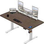 TRIUMPHKEY Grand Bureau réglable en Hauteur - 200 x 80 cm - Prise USB - 3 Commandes de mémoire - Hauteur réglable - Anti-Collision - Bureau d'ordinateur - roulettes en Noyer