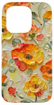 Coque pour iPhone 15 Pro vintage Orange Automne Floral Jardin Peinture Artsy