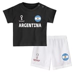 FIFA Unisex Kinder Official World Cup 2022 Tee & Short Set, Toddlers, Argentina, Alternate Colours, Age 2, Black, Small