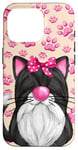 Coque pour iPhone 16 Pro Pink Paw Pattern For Cat Mom Cute Watercolor Cat Art Kitten