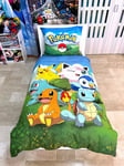 Pokemon Set Lit Simple Housse de Couette 140x200cm, Taie 100% Coton Réversible