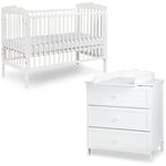 Radek iii Chambre bébé commode à langer et lit en bois Blanc 120x60 cm