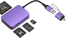 Lecteur De Carte Sd, Adaptateur 4 En 1 Usb-C Et Usb 3.0 Vers Sd Micro Sd Ms , Prend En Charge Sd/Sdhc/Mmc/Micro Sdxc/Ms/Ms Pro/ , Compatible Avec Iphone 15, Macbook Pro/Air 2023, Ipad Pro, S23¿