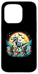 Coque pour iPhone 15 Pro Trick Or Treat Halloween T-Rex avec chats Jack O' Lantern