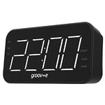 groov e Curve Radio - Rechargeable Digital FM Radio Alarm Clock with LCD Display, Dual Alarm Setting, & Dimmer Function - Battery or USB-C Powered - Portable - 20 Preset Stations