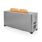 Grille-pain Princess Steel Toaster Long Slot - 1 050 W - Fonctions décongélation, annulation, réchauffage - Support à viennoiseries