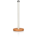 Swan Nordic Porte-Papier de Cuisine, Acier au Carbone, Base en Bambou, Porte-Rouleau de Cuisine Stable et Robuste, Design Moderne, Blanc