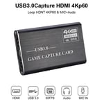 Boîtier d'enregistrement vidéo Compatible HDMI 4K,1080P,usb 3.0,carte d'acquisition pour jeu en direct,pour diffusion en direct,OBS,avec micro