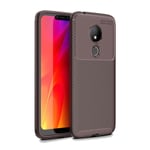 Motorola Moto G7 Power stötsäkert fodral i kolfiber - Brun