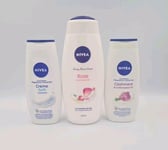 Nivea Shower Cream Trio - Rose 500ml,  Cashmere 250ml & Creme Soft 250ml.