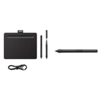 Wacom Intuos S Black – Drawing Tablet with Pen, Stylus Battery-free & Pressure-sensitive & Pen 4K - digital pen for Intuos, Black