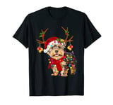 Yorkshire Terrier Dog Reindeer Lights Funny Dog Xmas T-Shirt