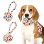 Nobleza Jouet Chien Indestructible (Lot de 2), Jouet pour Chien en Corde 100% Coton Naturel - Jouets interactif de tir à la Corde pour Chiots - Jouet en Corde pour Petit Chien - 20 cm