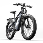 Shengmilo MX05 Elcykel Fullfjädring 26*3,0'' Fat Tire E-BIKE 1000W Motor 42KM/H Vuxen Elcykel 48V 17,5AH Batteri Shimano 7 Speed - Grå grey