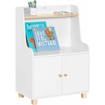 KMB84-W Meuble de Rangement pour Chambre d'Enfant, Étagère de Rangement pour Jouets et Livres avec 1 Étagères, 1 Compartiments Ouvert et 2 Portes