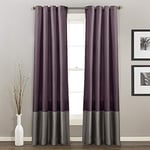 Lush Decor Prima Paire de Rideaux de fenêtre Blanc/Gris pour Salon, Salle à Manger, Chambre à Coucher - 137,2 x 213,4 cm (l x L), Violet et Gris