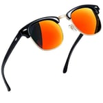 Joopin lunettes de soleil polarisées pour homme et femme lunette Demi-Cerclées Half frame sunglasses Noir orange