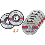 kwb Disques à tronçonner + disques abrasifs, Ø Mince Diamant Meuleuse d'angle 125 mm Disque de tronçonnage p. Acier inoxydable INOX en boîte de rangement avec bouchons d'oreilles