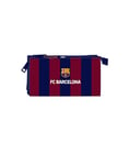 Safta F.C. Barcelona – Triple Pencil Case, Children's Pencil Case, Ideal for School-Aged Children, Comfortable and Versatile, Quality and Resistance, 22 x 3 x 12 cm, Navy Blue/Maroon, Navy