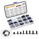 WELLOCKS Vis Autotaraudeuses de haute précision Mini 1750PCS M2 M2.2 M2.5 M2.6 M3 Micro Petit Kit D'assortiment vis au Carbone pour Électroniques la Réparation Souris et du Clavier (D054)