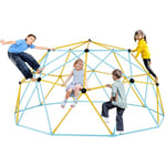 VEVOR JX-DC-10 10FT Geometric Dome Climber Center 3 to 10 Years Old, Jungle Gym Supports 750LBS and Easy Assembly, with Climbing Grip, Outdoor Backyard Play Equipment for Kids, Yellow+Blue