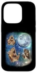 iPhone 14 Pro Funny 3 Cabybaras Howling At Moon Cute Cabybaras Case