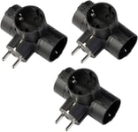 - Pp2350.13 Adaptateur Schuko Avec 3 Prises Schuko Standard Allemandes Et Fiche 16 A, Adaptateur Multiprise, Couleur : Noir