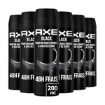 AXE Déodorant Homme Spray Black, 48h non-stop frais, Parfum baies noires et bois de cèdre (Lot de 6x200ml)