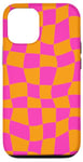 Coque pour iPhone 12/12 Pro Grand damier classique à carreaux orange et rose