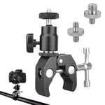 Getyjoe Guidon Camera à Pince, Super Clamp Support, Super Pince avec Bras à rotule 360° avec 1/4 & 3/8 Vis Adaptateur de Montage pour Appareil Photo, Lumières LED, Microphone, Balustrade