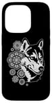 iPhone 14 Pro Wolf with mandala figures, Indian, yoga Case