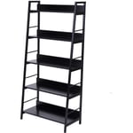 Tagère bibliothèque de rangement style industriel incliné 5 niveaux 70L x 35l x 150H cm noir