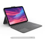 Logitech Combo Touch Keyboard Case for iPad (10th gen) with detachable keyboard and Logitech Crayon (USB-C) digital pencil for all iPads (2018 releases and later) - QWERTY UK