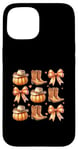 Coque pour iPhone 15 Bottes citrouille Western Autumn Vibes Cozy Season Automne